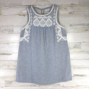 ESLEY SLEEVELESS TUNIC DRESS WOMEN'S SIZE LARGE EMBROIDERED POCKETS 100% COTTON.